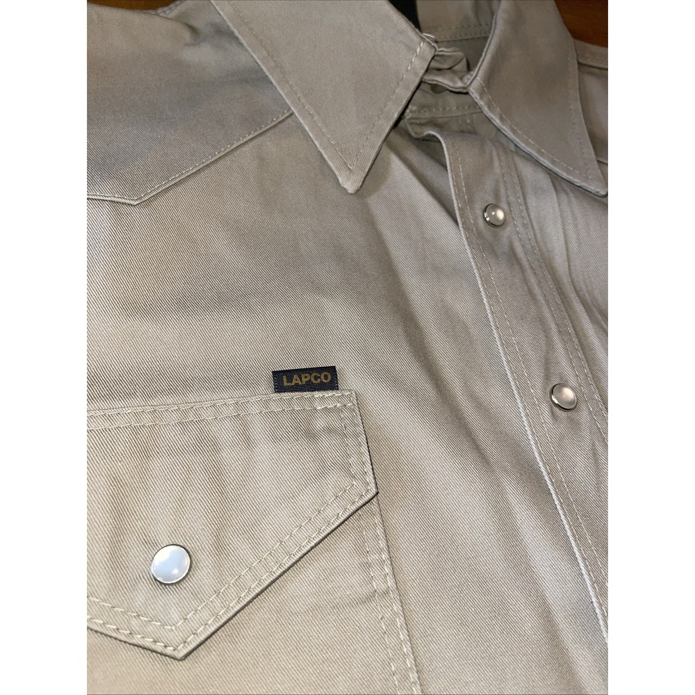 Lapco Shirt Men 19 - 35 3XL Beige Canvas Welding Work Heavy‎ Duty SEE MEASURE